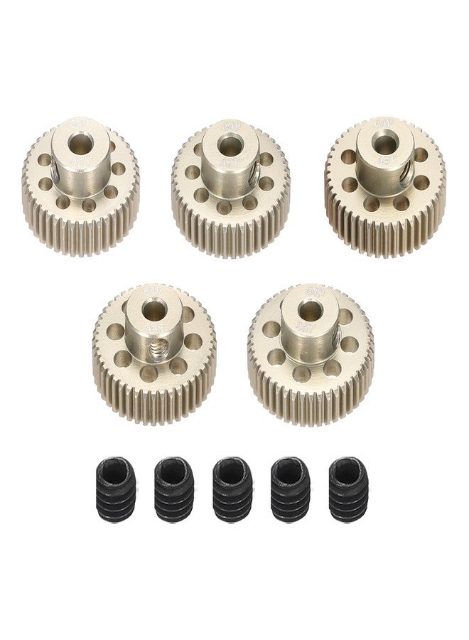 Rebower 5Pcs 64DP Pinion Gear Set 41T 42T 43T 44T 45T for 3.175 mm Shaft Aluminium Alloy Pinion Gear with Screws for RC Motor - Image 1